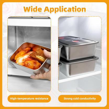 2 PCS Stainless Steel Food Storage Containers(67oz) with Lids Leak Proof & Airtight | Stainless steel freezer Containers,Airtight Bento Lunch Box,For Meal Prep,Fruit,Freezer