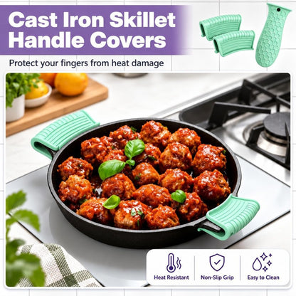 10Pcs Cast Iron Handle Cover, Silicone Pot Holders