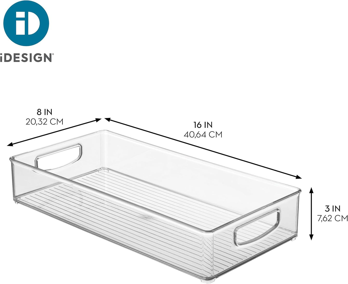 iDesign Slim Extra Long Clear Storage Bin, Narrow Stackable Organizer for Kitchen or Pantry