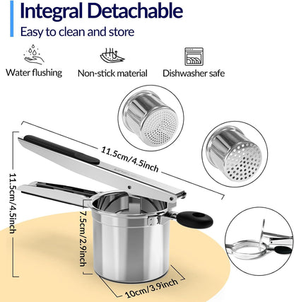 SPEENSUN 15oz Stainless Steel Potato Ricer, 2 Interchangeable Cups