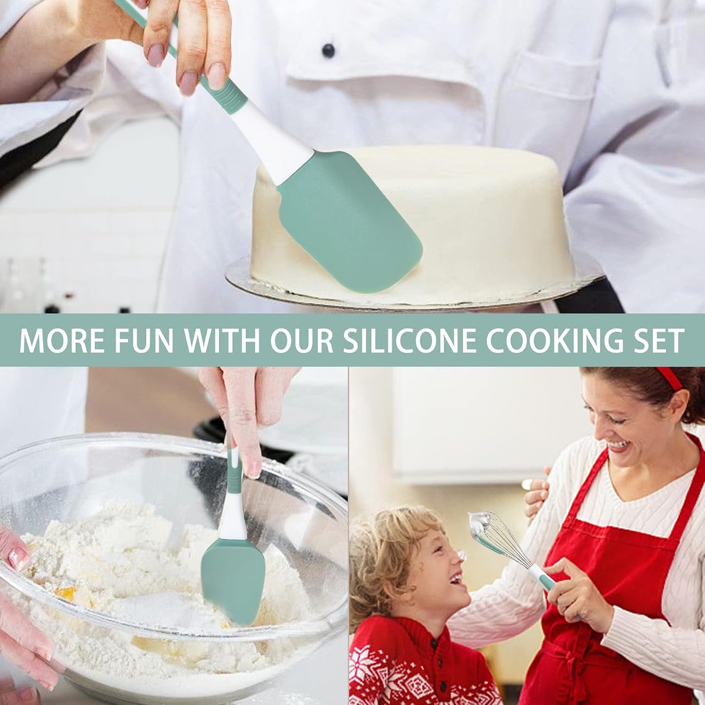 Silicone Kitchen Cooking Utensils Set Kitchen Spatula Set with Holder,5 pcs Heat Resistant Silicone Kitchen Utensils Gadgets Tools Set for Nonstick Cookware,Dishwasher Safe (Black)