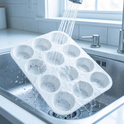 2Pcs Silicone Muffin Pan for Baking - 12 Cup Regular Size Cupcake Pan, Silicone Muffin Tray, Nonstick Cupcake Baking Pan Molds for Baking Homemade Muffins