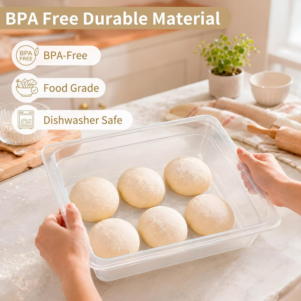 2 Pack 6L Stackable Pizza Dough Proofing Container with Lid