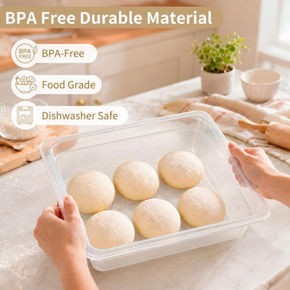 2 Pack 6L Stackable Pizza Dough Proofing Container with Lid