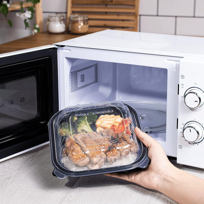Karat Premium PP Hinged Container [150 ct], Take Out Food Containers - Case (9"x9", 3 compartments)