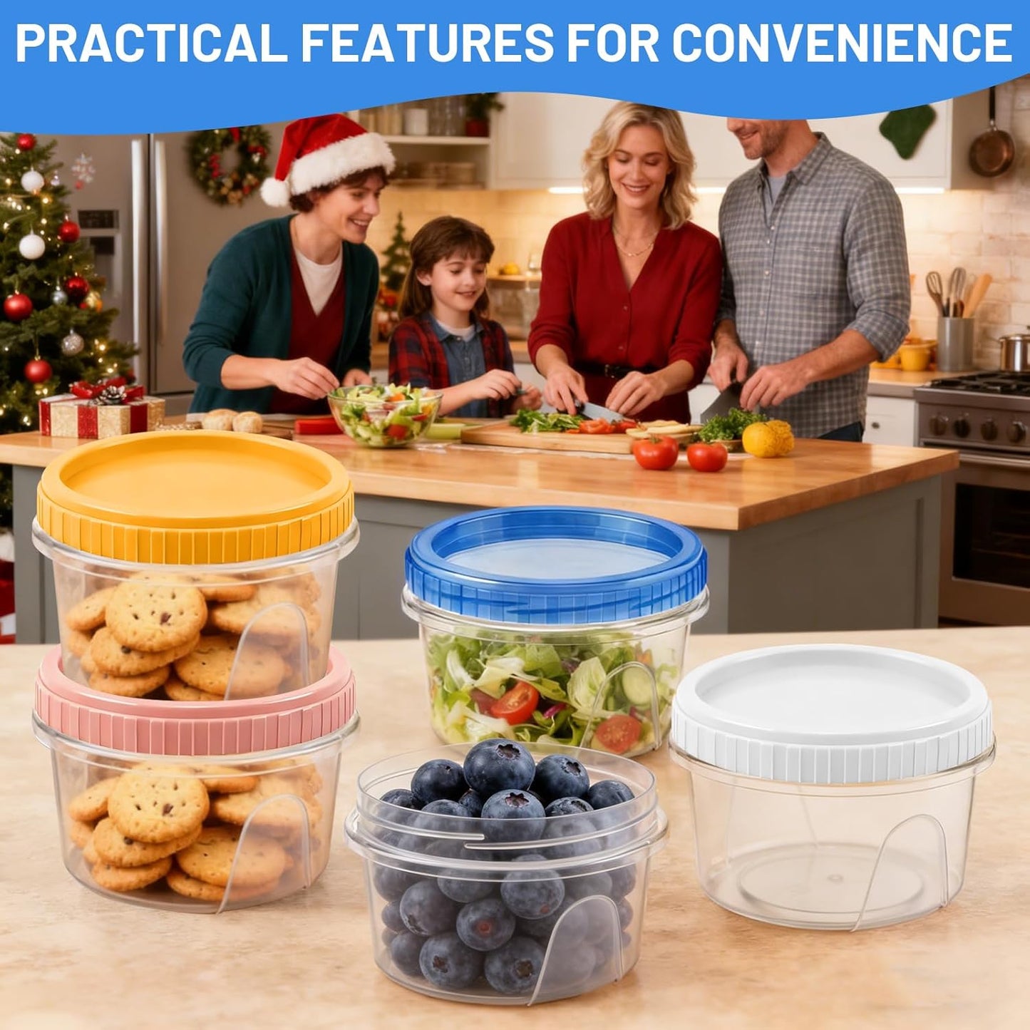 12 Pack Freezer Containers with Screw On Lids, 10oz Stackable Reusable Food Storage Container, Airtight Plastic Storage Containers with Twist Top Lids for Food Sauce Jello Soup
