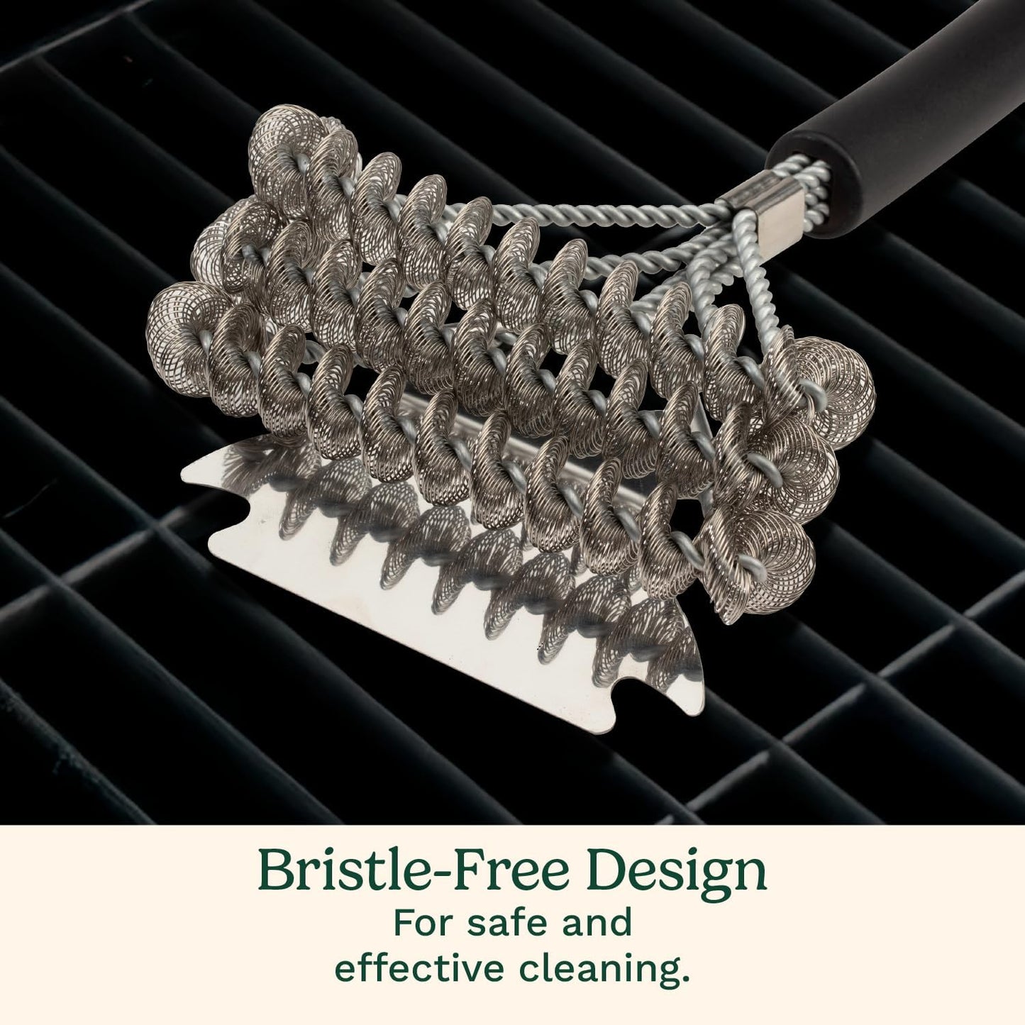 Cuisinart Stainless Steel 16.5" Long Handle Grill Cleaner Brush and Scraper for BBQ, Griddle, Grills, Cookout Tool, Grill Brush for Outdoor Grills BBQ Accessories