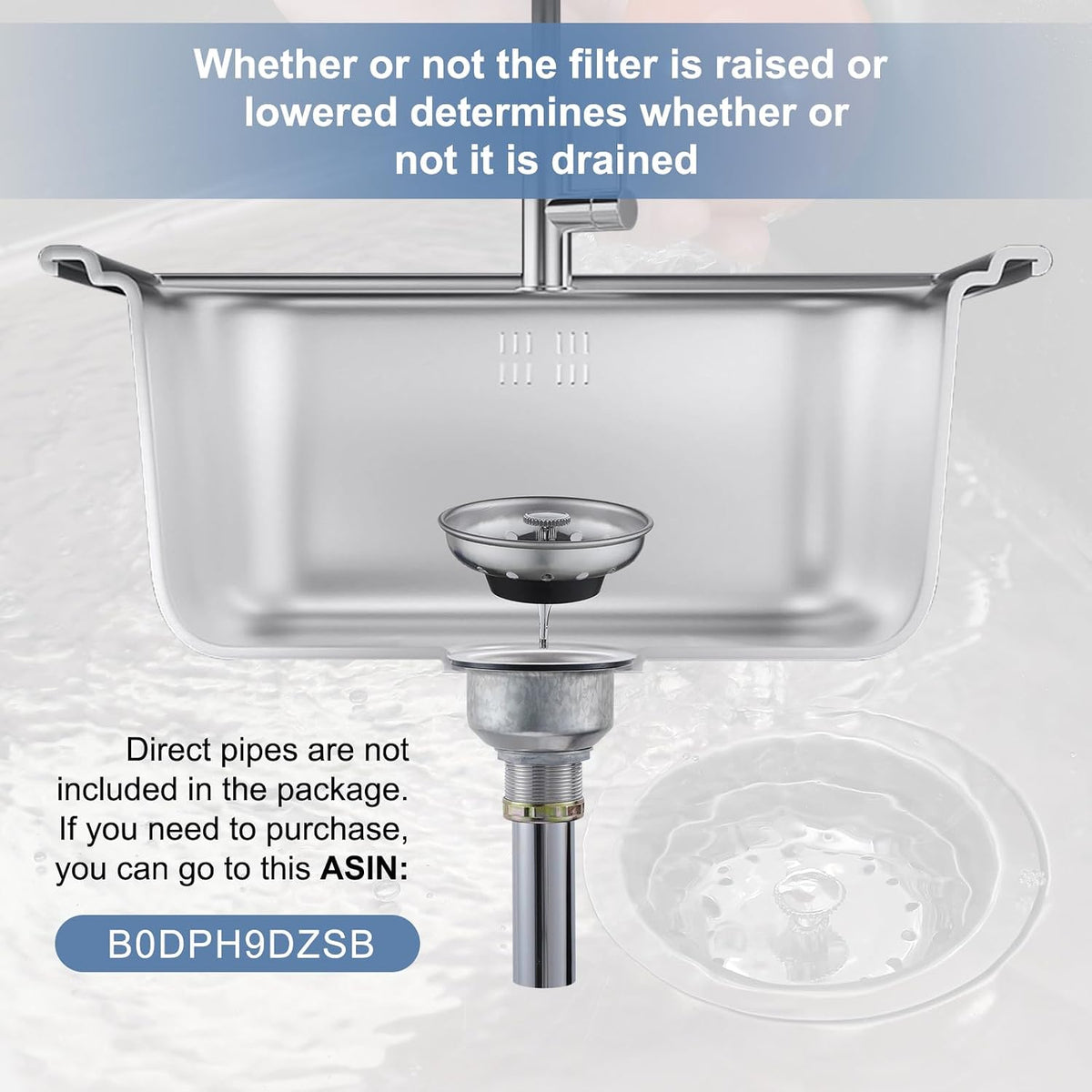 ZM Kitchen Sink Basket Strainer with Stopper, 3-1/2” Drain