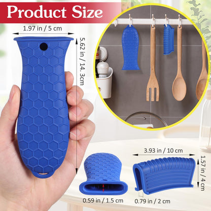 OUNONA Silicone Pot Handle Grips Set - Heat Resistant Non-Slip Covers for Cast Iron Skillets and Cookware Handles with Honeycomb Texture - Easy to Install and Clean Fits Various Pots and Pans