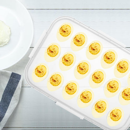 2-Layer Deviled Egg Containers with Lid, 36 Slots Plastic Detachable Egg Tray Carrier with Handle, Clear Eggs Storage Box Portable Eggs Holder for Easter Party Home Kitchen Refrigerator Supplies