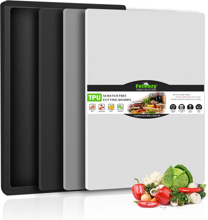Fotouzy Flexible TPU Cutting Boards Mats Plastic Chopping Board Set of 4