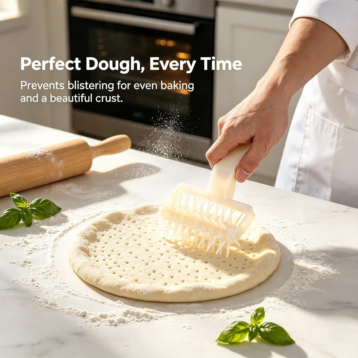 Pizza Dough Docker, Plastic Pastry Roller with Spikes, Docking Tool for Home and Kitchen