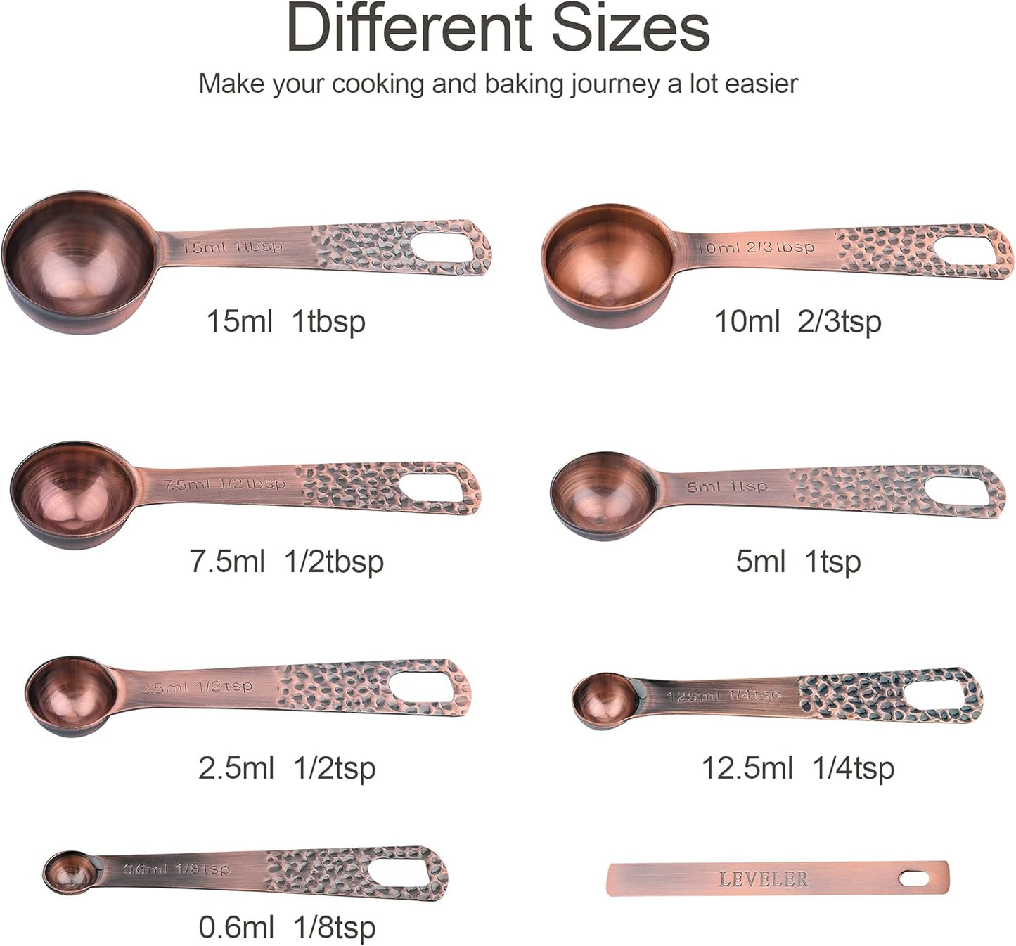 Measuring Cups and Spoons Set of 14, 18/8 Stainless Steel Measuring Cups Spoons Set, 6 Measure Cups and 7 Measure Spoons with Leveler