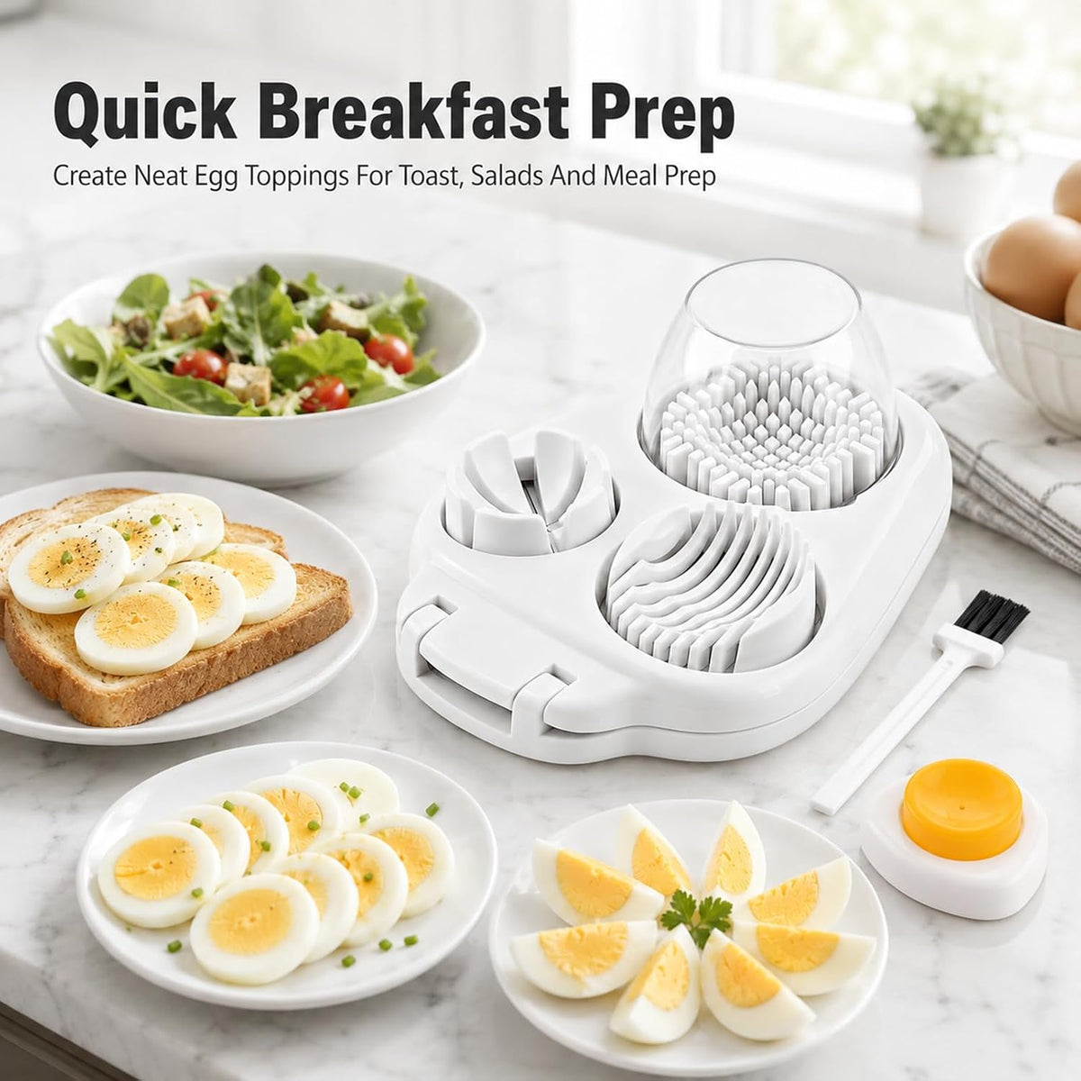 Egg Slicer for Hard Boiled Eggs, 3-in-1 Stainless Steel Egg Cutter