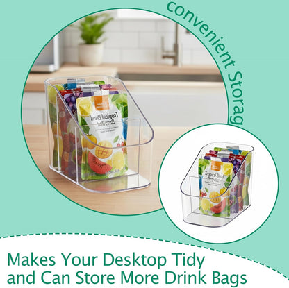 Drink Packet Organizer, Powdered Drink Mix,Powder Packet,Acrylic Water Flavor Packet Organization Container with Removable Dividers for Storage Bins for Kitchen Cabinet, Pantry,Office