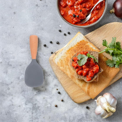 MAGICLULU Silicone Rice Paddle with Wooden Handle, Non Stick Rice Spoon