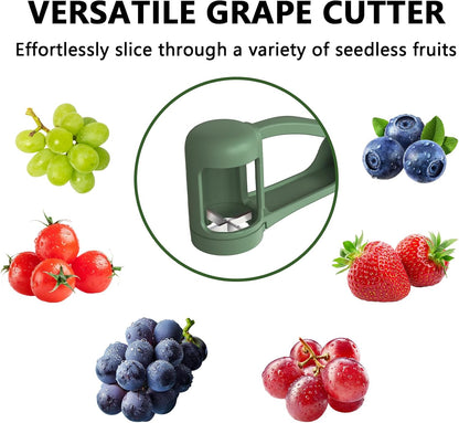 Luvan Grape Cutter for Toddlers, Grape Slicer Tool, Grape Tomato Cherry Strawberry Cutter Tools Into 4 Pieces for Vegetable Fruit Salad, Stainless Steel Quarter Grape Slicer Kitchen Gadget