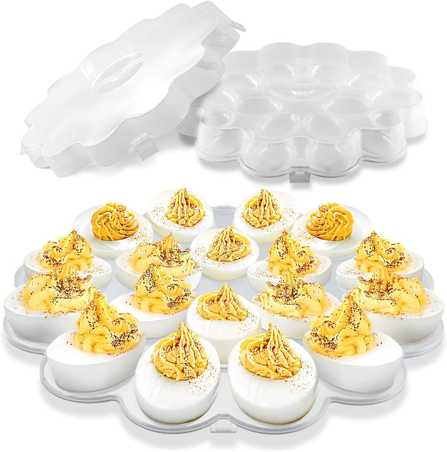 Shop Square Egg Carrier with Lid - 18 Slot Tray for Party, Easter, Thanksgiving - Reusable Egg Platter with Secure Lid (3 Pack)