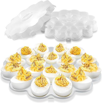 Shop Square Egg Carrier with Lid - 18 Slot Tray for Party, Easter, Thanksgiving - Reusable Egg Platter with Secure Lid (3 Pack)