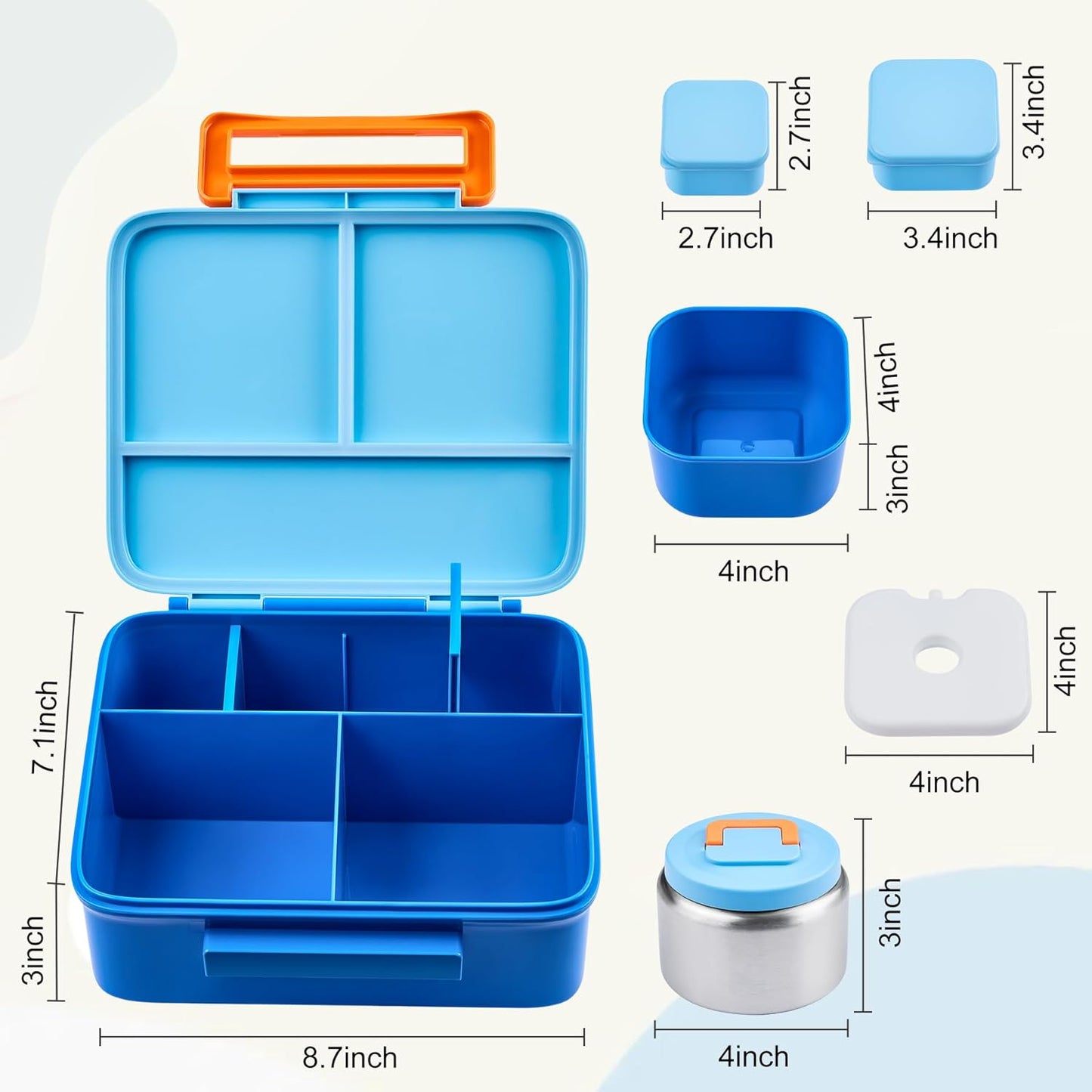 Bento Lunch Box for Kids with 8oz Soup Thermo Leak-Proof Lunch Food Containers with Snack Sauce Container for Kid Girls Boys to School (Pink Mermaid)