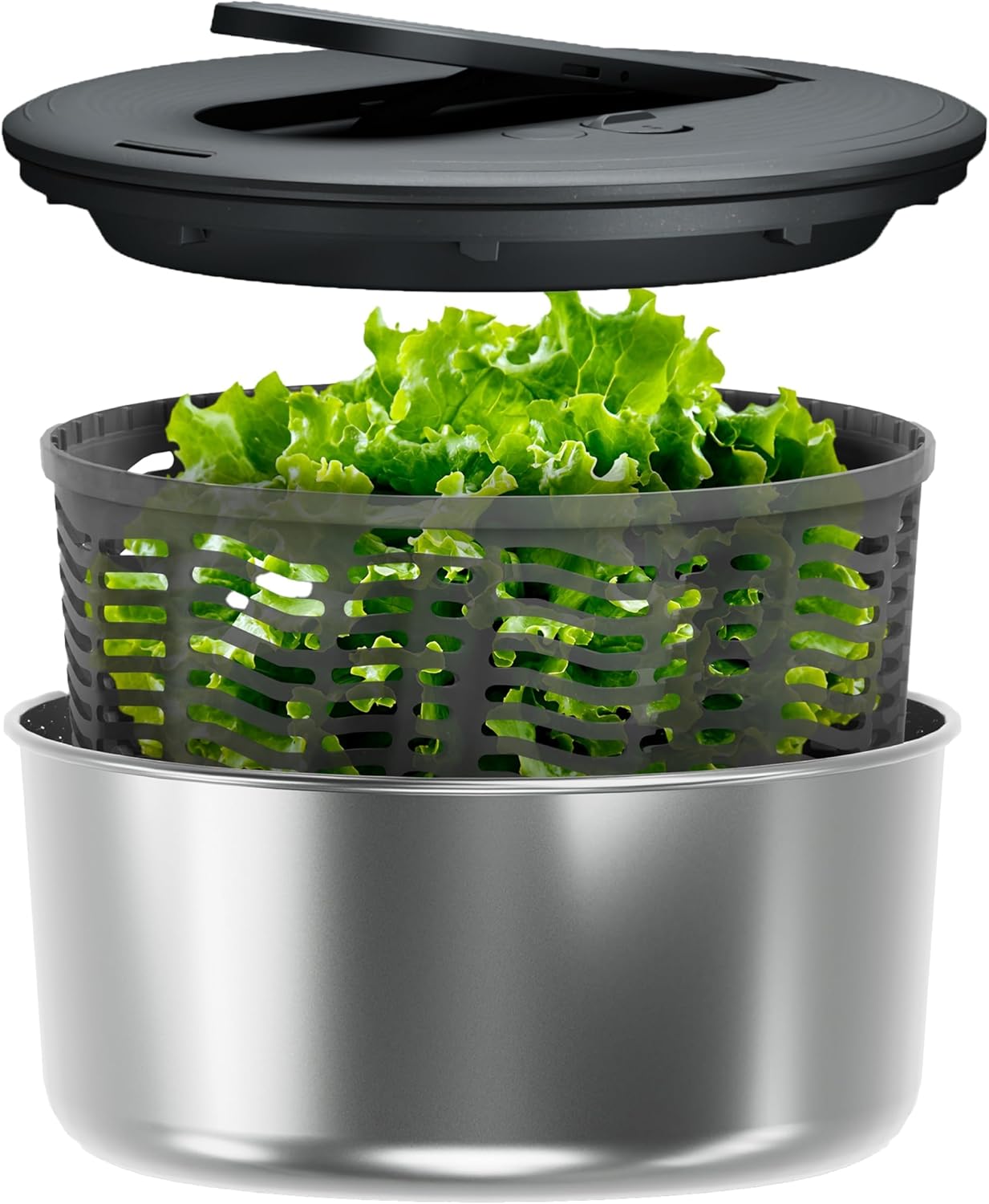 Zyliss Swift Dry Salad Spinner - Fruit Cleaner & Lettuce Spinner with Push Pump - Non-Slip Bowl - Dishwasher Safe - Large