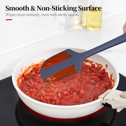 600ºF Heat Resistant Spatula, 11.34 inch High Heat Food Safe Semless Kitchen Silicone Scraper for Cooking Baking Mixing Scraping Stirring Nonstick Cookware Pan Bowl (Aqua Sky)