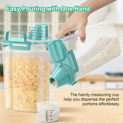 TBMax 2 Pack Airtight Rice Container 5 Lbs +10 Lbs, Cereal Container Oatmeal Storage with Easy-pouring Spout & Handy Cup for Flour Grain Beans, Pet Dog Cat Bird Food Storage Dispenser -Pink