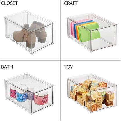 mDesign Kitchen Storage Drawer Box – Plastic Storage Box with Pull-Out Drawer – Pantry, Fridge and Cupboard Storage for Food and Snacks – Pack of 2 – Clear