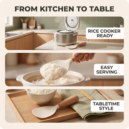 White Standing Silicone Rice Spoon Paddle, Household Rice Shovel Heat Resistant Anti-scalding Rice Scooper, Rice and Potato Servers, Rice Spoon