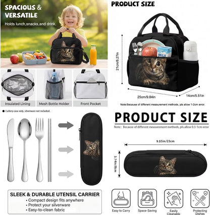 Highland Cow Backpack with Lunch Box Set for Kids Sunflower School Backpack for Girls Boys Back to School Bag Student Travel Backpacks Reusable Utensils Pen Case Water Bottle Bag 5PCS