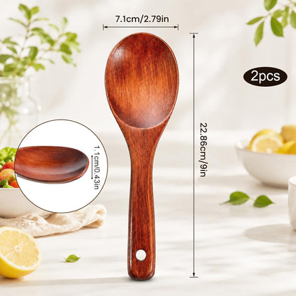 2 Pieces Wooden Rice Paddle Non-stick Rice Paddle Natural Wooden