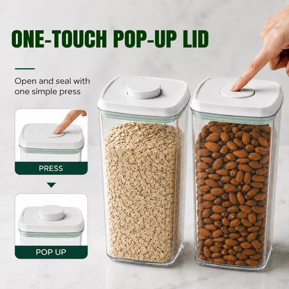 Pop Food Storage Containers Set Large Airtight Food Storage Containers with Pop Lids, Kitchen Pantry Organization and Storage, Cereal, Rice, Flour, Pasta & Snack Container, BPA Free, 2 x 2.8Qt
