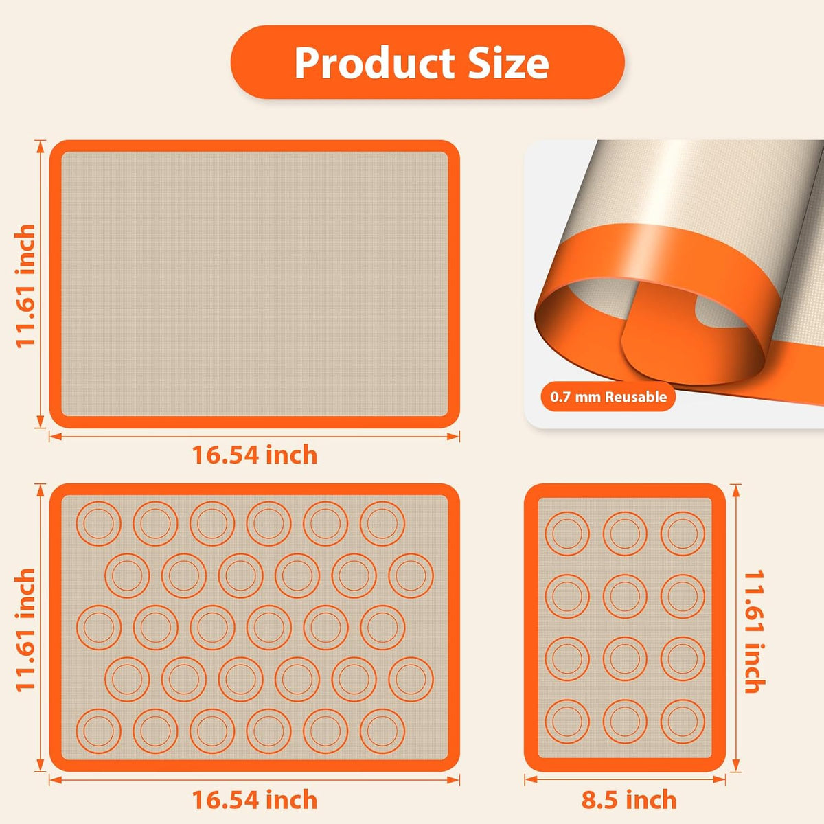 Silicone Baking Mat, Nonstick & Reusable