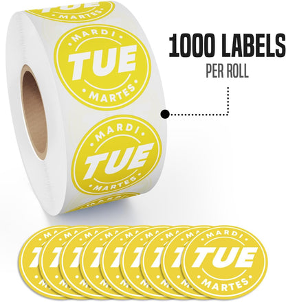 Easy Identification Date Stickers 7,000 Days of the Week Stickers – Sunday 3/4" Days of the Week Food Labels – Day Dots for Food – Restaurant Supplies – Best By Commercial Kitchen Supplies