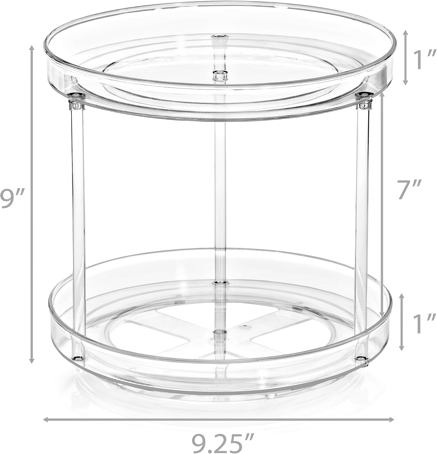 Sorbus 9 Inch Clear Lazy Susan Organizer Set, 2 Flat Turntable Organizer for Spice Organization for Cabinet, 1 Tall Lazy Susan for Kitchen, Home, Office, Closet, Classroom, Laundry Room Organization