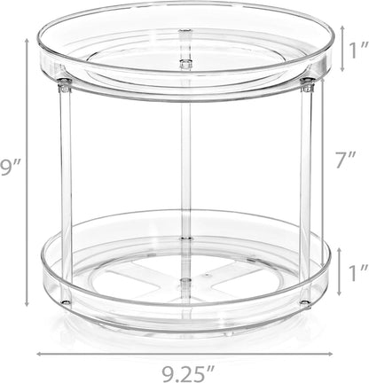 Sorbus 9 Inch Clear Lazy Susan Organizer Set, 2 Flat Turntable Organizer for Spice Organization for Cabinet, 1 Tall Lazy Susan for Kitchen, Home, Office, Closet, Classroom, Laundry Room Organization
