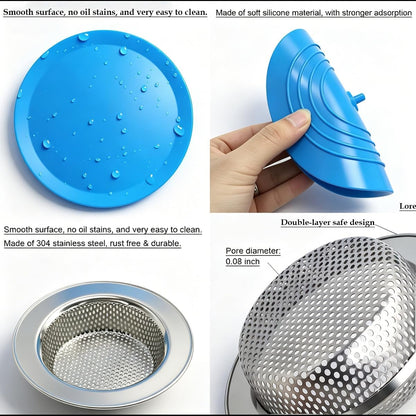 Seatery 2PCS Kitchen Sink Strainers, Sink Drain Filter, Sink Basket Strainer, 4.5 Inch Stainless Steel Sink Drain Strainer, Food Scraps Catcher for Kitchen