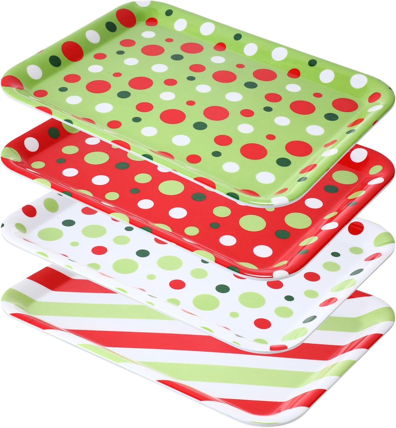 4 Pcs Valentine's Day Serving Tray 13 x 10 Inch Heart Reusable Serving Platter Melamine Dessert Plate Dish for Valentine's Day Party Decorations Supplies