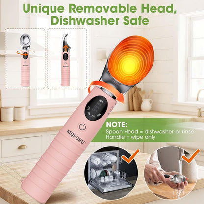 Heated Ice Cream Scoop with Removable Head – Dishwasher Safe