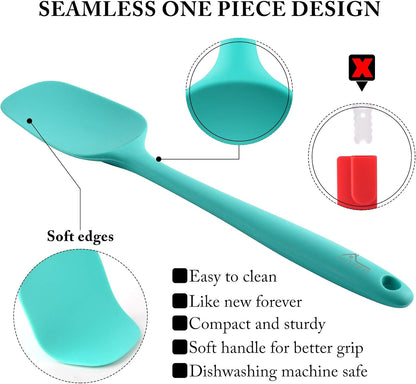 HOTEC Heat Resistant 600℉ Food Grade Silicone Rubber Spatula Set for Baking, Cooking, and Mixing Non Stick Dishwasher Safe BPA-Free Multicolor Set of 5