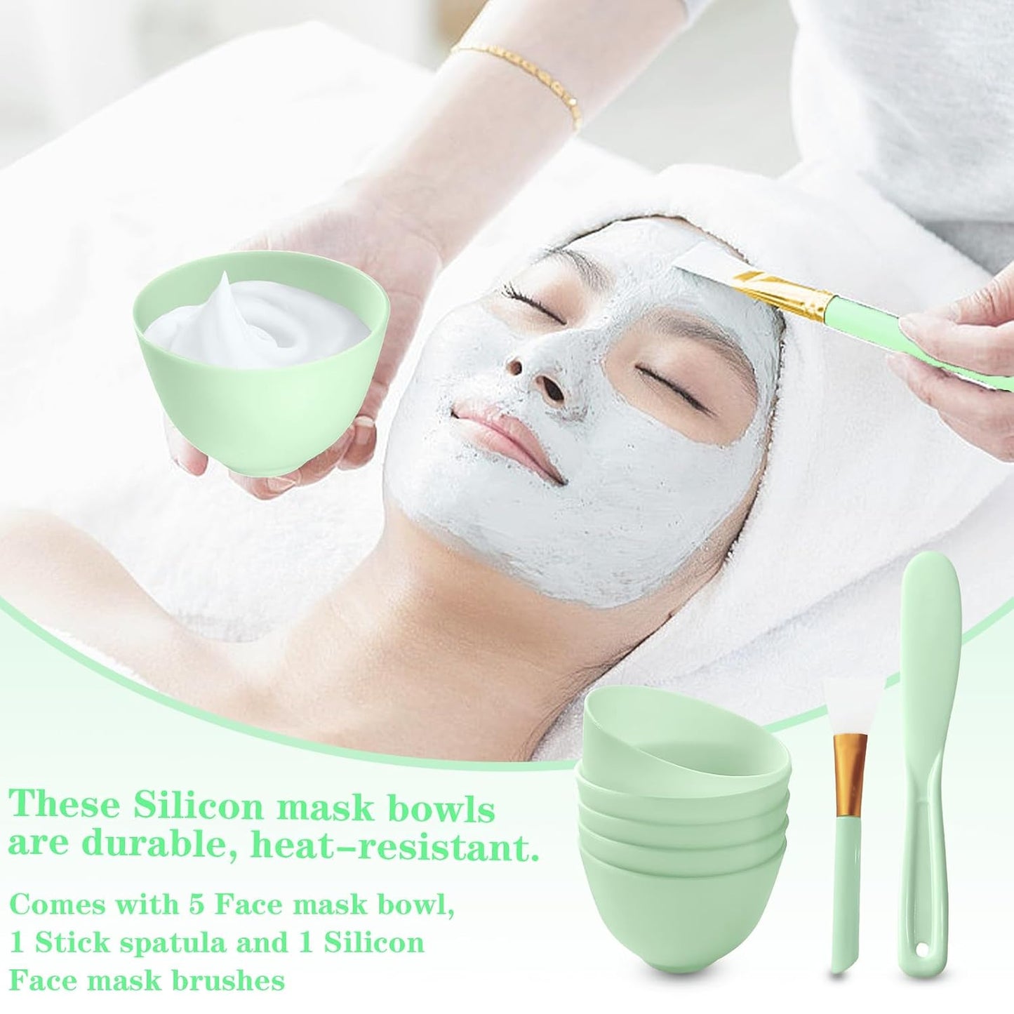 7Pcs Silicone Mixing Bowls, Silicone Bowls for Facials, DIY Face Mask Mixing Bowl for Home Salon Spa Face Skin Applicator Bowl, Black