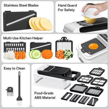 HomeHacks Veggie Chopper Vegetable Cutter, 12 in 1 Kitchen Gadget, Green