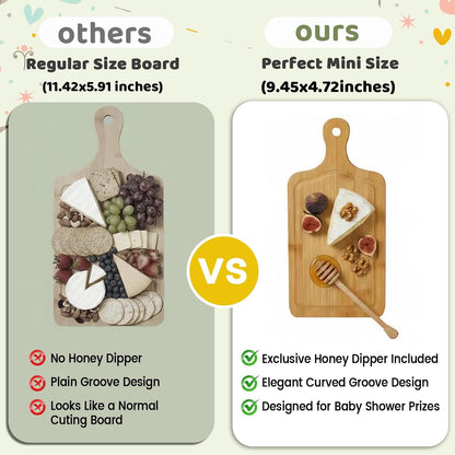 6 Sets Baby Shower Game Prizes for Winner Bamboo Mini Cheese Cutting Charcuterie Board Gift Set Bridal Shower Gifts for Guests Classy Favors (6 Sets)
