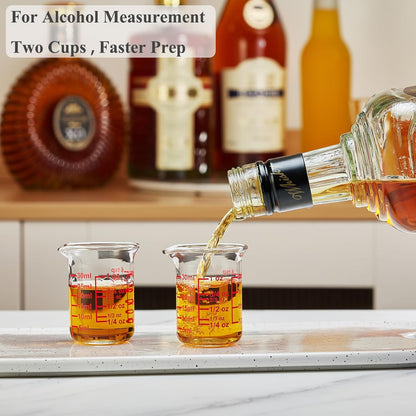 3 Piece Glass Measuring Cup Set, Includes 1/2-Cup, 1-Cup, and 2-Cup High Borosilicate Glasss Liquid Measuring Cups, Dishwasher, Freezer, Microwave, and Preheated Oven Safe, Essential Kitchen Tools