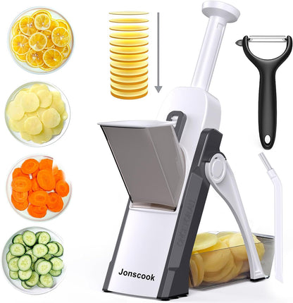 7-in-1 Safe Mandoline Slicer for Kitchen, Vegetable Slicer with Container