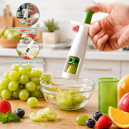 4PCS Grape Cutter Set, Grape Slicer Kitchen Gadget, Cherry Tomato Slicer, Grape Cutter Tool, daily household fruit cutting tools, Grape Quarter Cutters with Strawberry Slicers and 2 Cleaning Brushes
