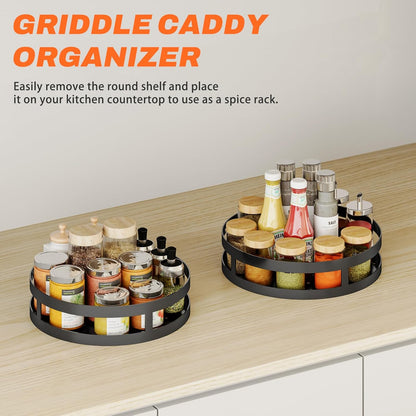 Griddle Caddy for Blackstone Griddle Accessories, BBQ Caddy with Paper Towel Holder, Rotating Condiment & Utensil Organizer, Outdoor Kitchen Accessories for Camping, RV, Patio & Tailgating