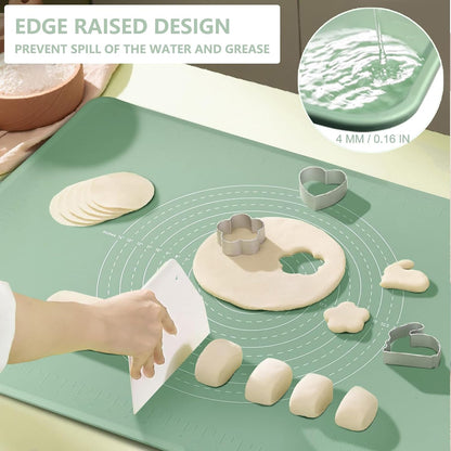 Silicone Pastry Mat 28" x 20" Non Stick Silicone Baking Mat Extra Thick Pastry Mat with Measurements Food Grade Pastry Mats for Rolling Dough,Bread,Pie,Cookies,Pizza and fondant,Food Grade Baking Mat