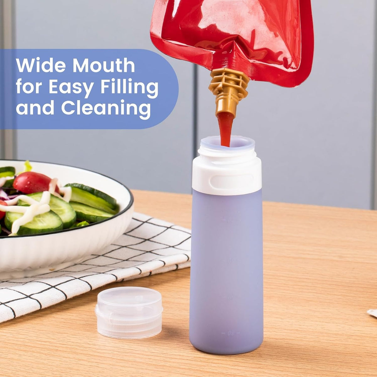 MICEBAY 2 oz Condiment Squeeze Bottles, Leakproof Salad Dressing Container