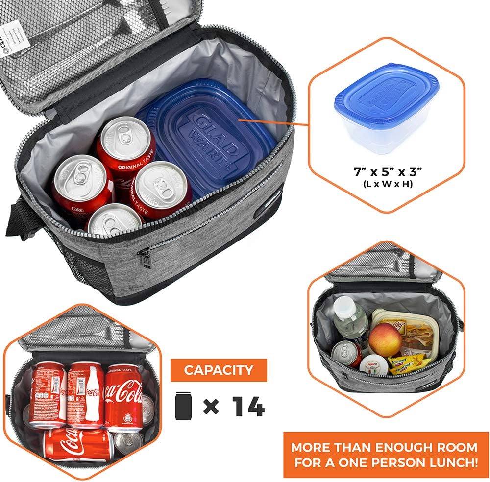 opux Insulated Lunch Box Men Women, Lunch Bag for Work School, Leakproof Soft Cooler Tote Adult, Large Lunch Pail Kids Boys Girls, Picnic Beach Food Bag with Shoulder Strap, Purple Floral
